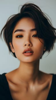 Beautiful asian woman with short haircut