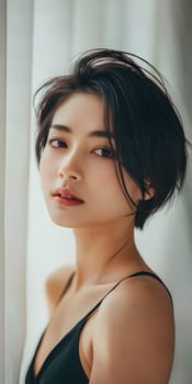 Beautiful asian woman with short haircut