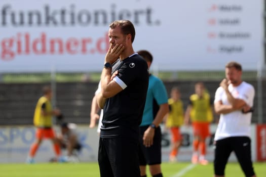 Thoughtful on the sidelines: Mario Klotz (head coach FC 08 Villingen) at the match of the football RL SW 24-25: 6th Sptg: FC 08 Villingen vs Eintracht Frankfurt U21