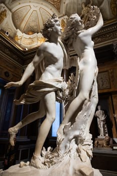Rome, Italy - 28 December 2023: Borghese Gallery, Apollo and Daphne by Gian Lorenzo Bernini, circa 1625. Carrara marble, h. cm 243