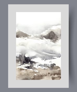 Snow on slopes of mountains in northern region, with snowdrifts on grass after sharp snowfall. Winter landscape with snow on hills, in cold december weather after onset of first frosts