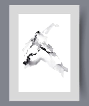 Winter mountain with slopes covered with snow after precipitation and change of season. Minimalistic winter landscape with top of lonely mountain, for design of magazines for skiers or snowboarders