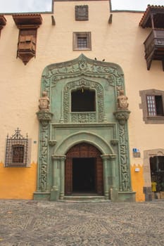 Gran Canaria, Spain, Las Palmas - Jul 22, 2024 The entrance to the Casa de Colón. It is a museum with the main theme of Columbus and his voyages of discovery.
