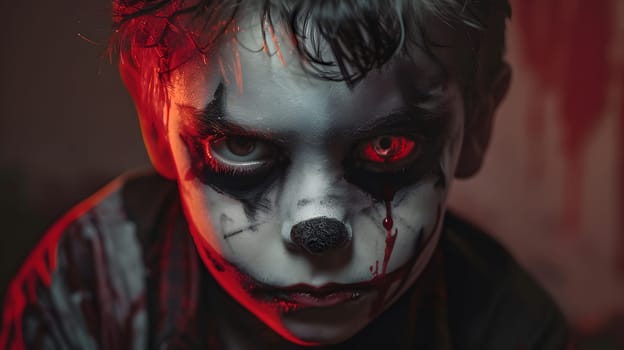 Boy make up as evil for halloween party