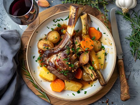Braised lamb shank lamb shank with root vegetables