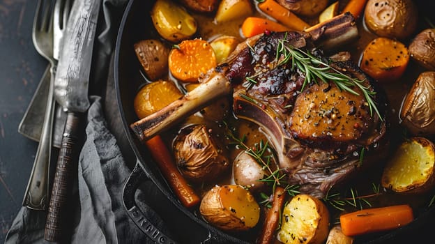 Braised lamb shank lamb shank with root vegetables