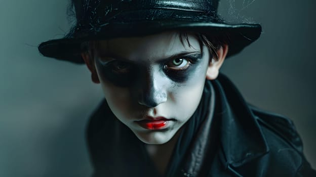 Boy make up as evil for halloween party