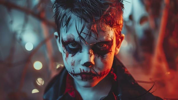 Boy make up as evil for halloween party