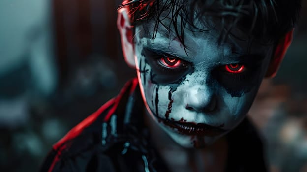 Boy make up as evil for halloween party