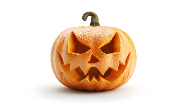 Carved Halloween jack o lantern pumpkin isolated on white background
