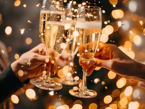 Champagne glasses toasting holidays party sparky particle