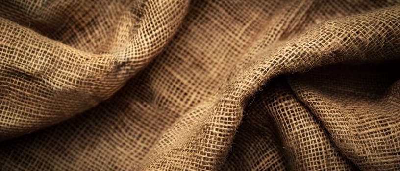 Rich and detailed burlap fabric texture captured in a close-up, showcasing the intricate weave and natural essence of the material