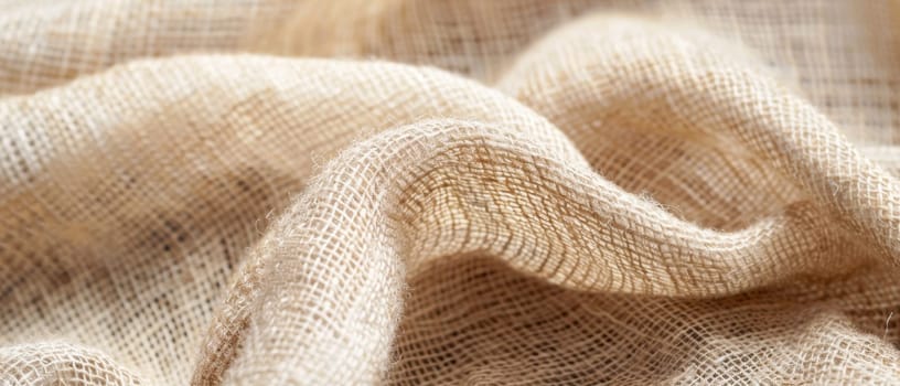 Beige woven fabric displayed in a draped fashion, highlighting its textured elegance and versatile nature