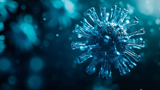 Detailed virus particle, simulating a close-up view of a microscopic world. Biology science. AI generated