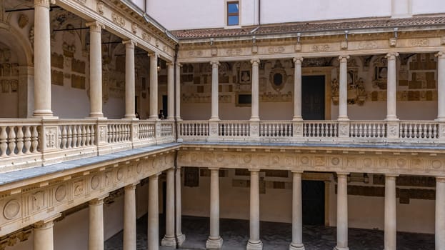 Padua, Italy - July 23, 2024: Palazzo Bo (Bo Palace) yard, historical building home of the Padova University from 1539 in Padua, Italy
