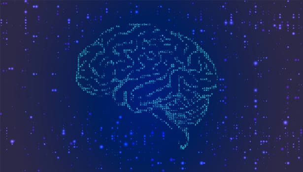 Human brain visualization. Futuristic Artificial intelligence concept. Cyber mind aesthetic