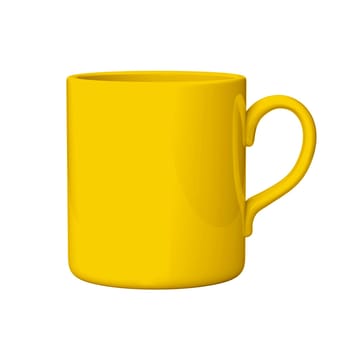 Yellow coffee or tea mug, 3D illustration isolated on white backgroundRed coffee or tea mug, 3D illustration isolated on white background