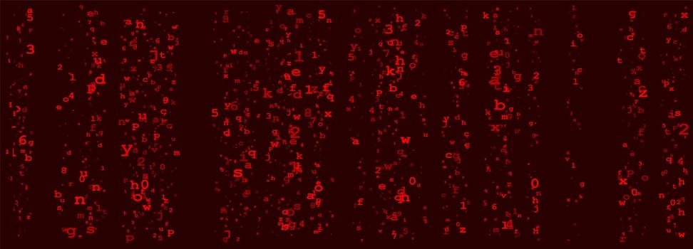 Digital Binary Code on Dark Red. Data Breach Concept