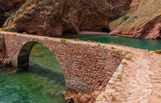 Bridge to Fort St John Baptist in Berlenga island, near Peniche. Portugal