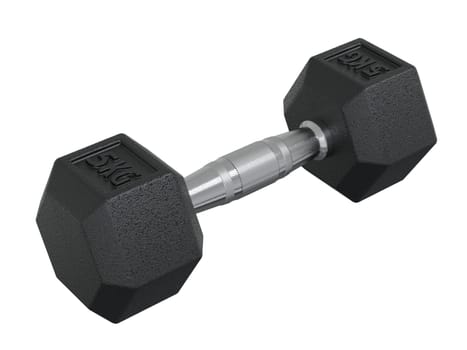 5 kg Dumbbell, weightlifting gym equipment, isolated on white background. 3D illustration