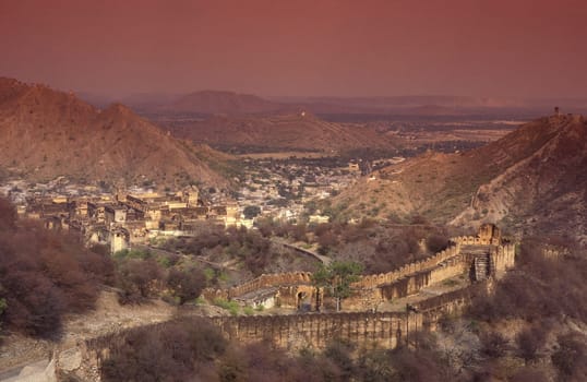 the Kumbhalgarh Fort near the Town of Udaipur in the Province of Rajasthan in India.  India, Udaipur, January, 1998