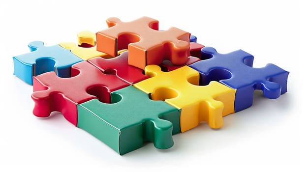 Volumetric Puzzle Puzzle Of Different Colors, Isolated On White Background