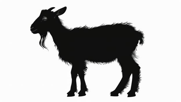 Goat. Pet Silhouette on White Background .