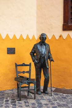 Gran Canaria, Spain, Las Palmas - Jul 22, 2024 Bronze statue in honour of Nestor Alamo Hernandes, writer and composer and chronicler of the island in the Casa Colon.