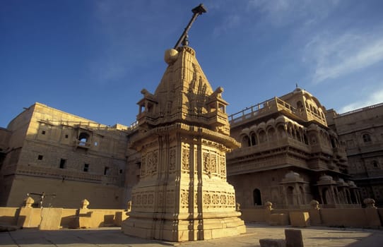 The Jain Temple in the Jaisalmer Fort in the city of Jaisalmer in the Province of Rajasthan in India.  India, Jaisalmer, January, 1998
