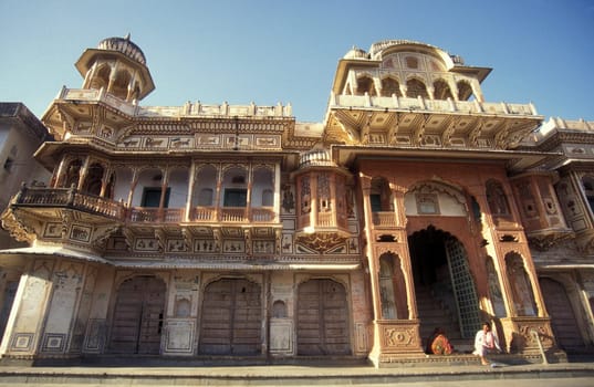 a unknown Rajasthani Palace House in the City of Jaisalmer in the Province of Rajasthan in India.  India, Jaisalmer January, 1998