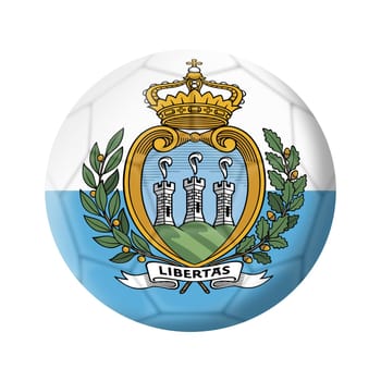A San Marino soccer ball football illustration isolated on white with clipping path 3d illustration blue white stripes crest