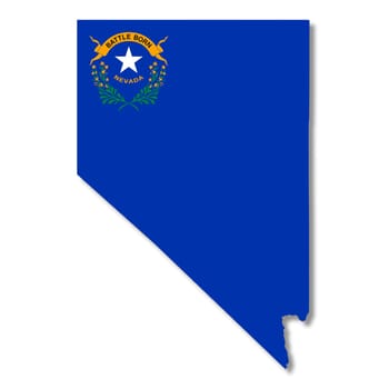A Nevada State Flag Map Illustration with clipping path