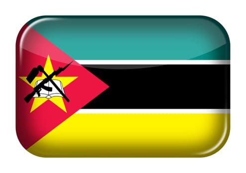A Mozambique web icon rectangle button with clipping path 3d illustration