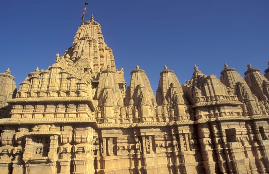 The Jain Temple in the Jaisalmer Fort in the city of Jaisalmer in the Province of Rajasthan in India.  India, Jaisalmer, January, 1998