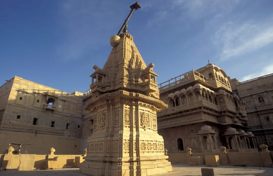 The Jain Temple in the Jaisalmer Fort in the city of Jaisalmer in the Province of Rajasthan in India.  India, Jaisalmer, January, 1998