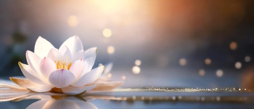 Lotus blossom with text space for luxury, wellness and meditation.