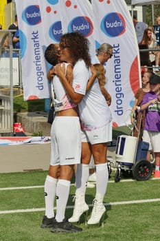 Annabelle Mandeng,Jorge Gonzalez,Kicking with Heart the charity football match for the benefit of the UKE children's ward in the stadium of SC Victoria,Hamburg,08.09.2024