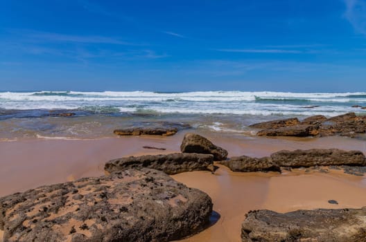 Rocky beach in Ericeira, near Lisbon. Portugal