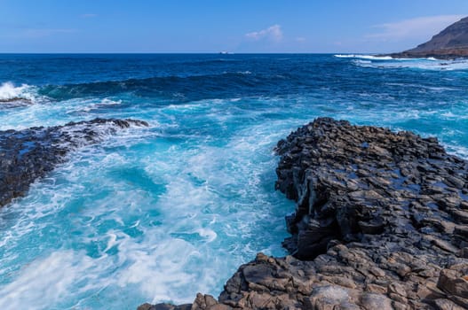 El Confital beach on the edge of Las Palmas, La Isleta peninsula. Gran Canaria, Spain