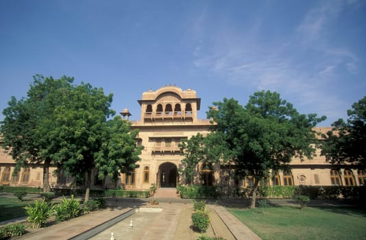 the Lalgarh Palace Hotel in the Town of Bikaner in the Province of Rajasthan in India.  India, Jaisalmer, January, 1998