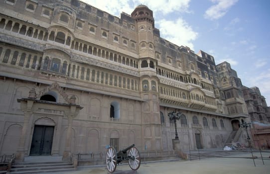 the Junagarh Fort in the Town of Bikaner in the Desert Thar in the Province of Rajasthan in India.  India, Bikaner, January, 1998
