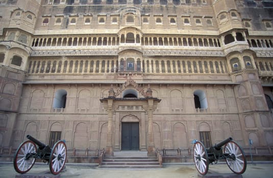 the Junagarh Fort in the Town of Bikaner in the Desert Thar in the Province of Rajasthan in India.  India, Bikaner, January, 1998