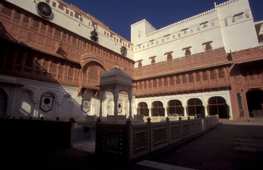 the Junagarh Fort in the Town of Bikaner in the Desert Thar in the Province of Rajasthan in India.  India, Bikaner, January, 1998
