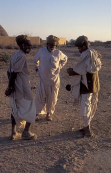 Old Rajasthani Men in a small Village near the Town of Bikaner in the Province of Rajasthan in India.  India, Bikaner, January, 1998