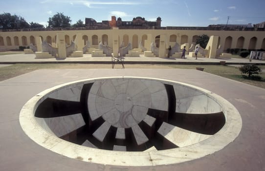 the ancient Jantar Mantar Solar Observatory in the City of Jaipur in the Province of Rajasthan in India.  India, Jaipur, January, 1998
