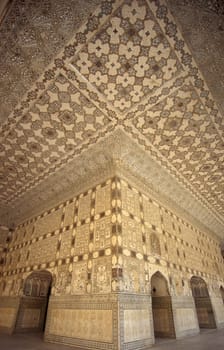 the Jaipur Sheesh Mahal and palace of Mirrors in the City of Jaipur in the Province of Rajasthan in India.  India, Jaipur, January, 1998
