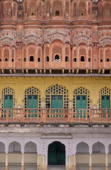 the Jaipur city palace in the City of Jaipur in the Province of Rajasthan in India.  India, Jaipur, January, 1998