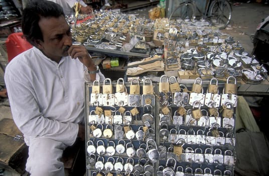 a key lock shop in the City of Jaipur in the Province of Rajasthan in India.  India, Jaipur, January, 1998
