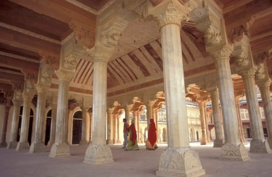 inside at the Amber Fort in the City of Jaipur in the Province of Rajasthan in India.  India, Jaipur, January, 1998