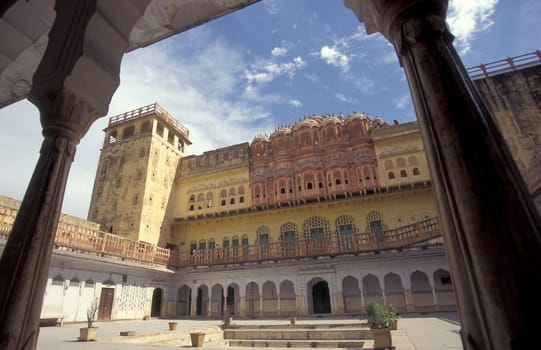 the Jaipur city palace in the City of Jaipur in the Province of Rajasthan in India.  India, Jaipur, January, 1998